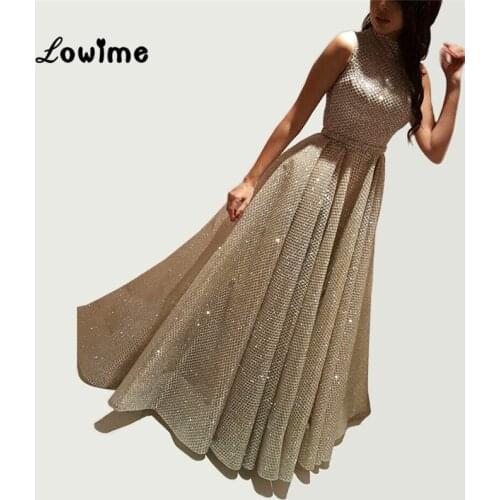 2018 Newest Long Special Fabric High Neck Evening Party Gowns Formal Dress Prom Dresses Arabic Evening Dress Robe De Soiree