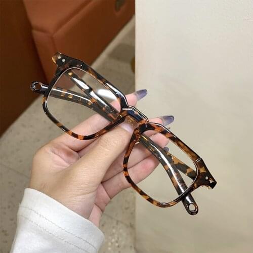 2020 New Reading Glasses Women Small Square Box Black Rough Frame Style Compatible Myopia Anti-Blue Eyeglasses Fixing Device