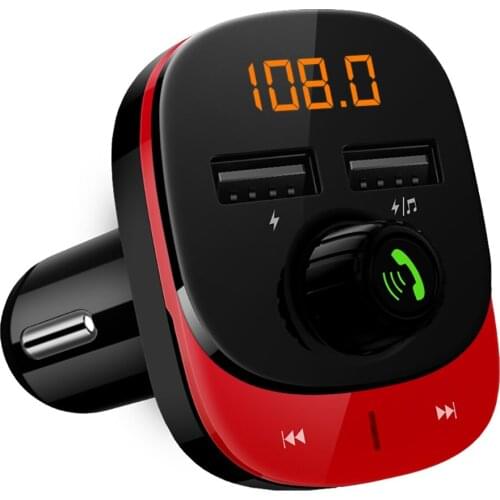 New Upgrade Car Bluetooth MP3 Dual USB Car Cigarette Lighter Charger Multifunction Hands-free Voice Car Bluetooth Player Red