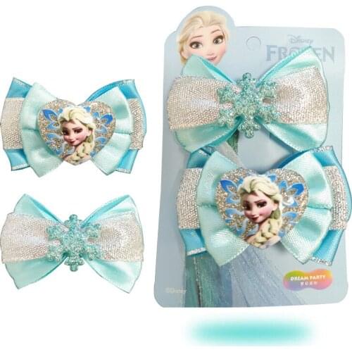2PCS/set Disney Ice and snow Wonderland hairband headdress jewelry Princess Aisha bow girl cute hairpin girl birthday gift