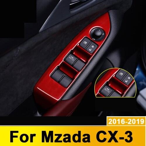 Car Interior Door Armrest Panel Window Switch Lift Buttons Cover Trim Sticker For Mazda CX3 CX-3 CX 3 2016 2017 2018 Accessories
