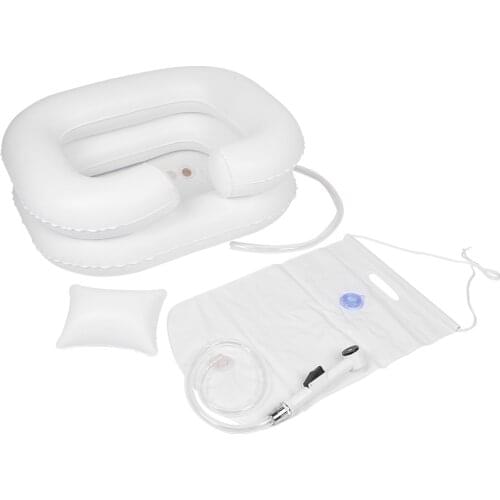 Disabled Portable Inflatable Shampoo Tray In Bed Handicapped PVC Hair Washing Basin Elderly Care Assistive Aid With Drain Tube