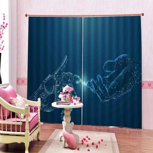 Robot hand Window Curtains For Living room bedroom Blackout Curtain Custom any size ( left and right side)