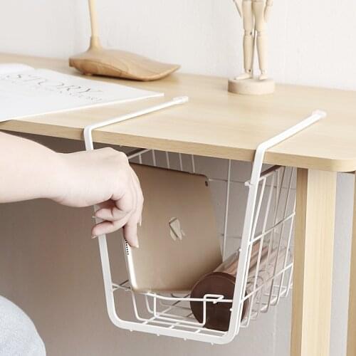 Wardrobe Storage Rack Hanging Basket Under Clapboard Kitchen Cabinet Shelf Office Desk Storage Basket