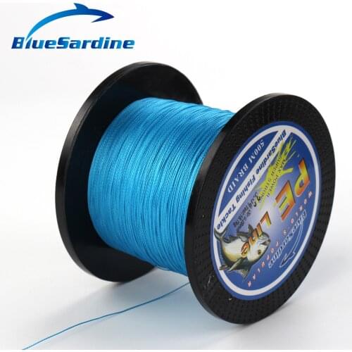 BlueSardine 500M Blue Braided Fishing Line Multifilament PE Braid Line Peche Pesca Fishing Tackle 12LB - 90LB