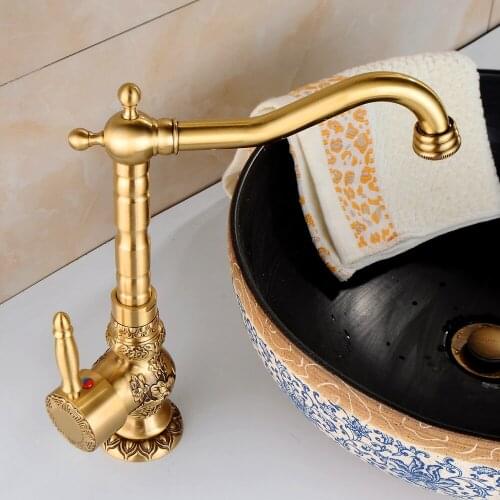 BAKALA New Arrival Single Handle Bathroom Faucet Basin crane tap Antique Brass Hot and Cold Water tap 360 degree rotating CA9005
