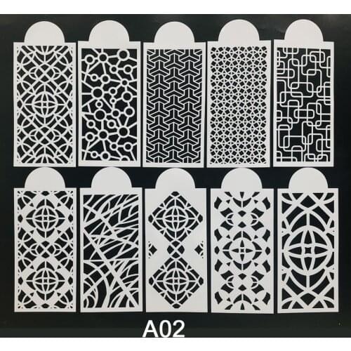 10pc Slimline Stencils Painting Templates for Scrapbook Cake Tile Furniture Wall Floor Decor Craft Draw Tracing Stencils