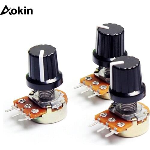 WH148 B1K B2K B5K B10K B20K B50K B100K B500K 3Pin 15mm Shaft Amplifier Dual Stereo Potentiometer 1K 2K 5K 10K 50K 100K 500K