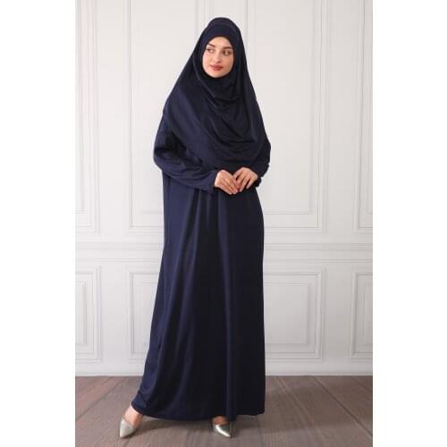 Womens Navy Blue Prayer Gown-Hijab Clothing-Shawl-Cilbab