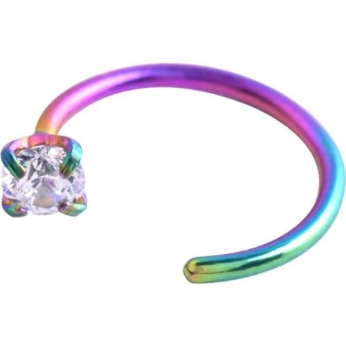 Cute Girls Stainless Steel Septum Nose Ring Women Fake Piercing Medical Crystal Zircon Nose Ring Female Body Jewelry Party Gift