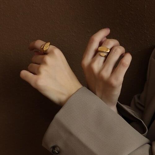 Special shaped irregular stainless steel gold ring for women unique unusual open ring minimalist fashion jewelry 2021