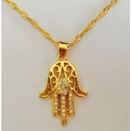 Hexagram & Hamsa Hand Pendant Necklace Women,Magen David Necklace Gold/Silver Plated Jewelry Islam Arab,Jewish Star,Palm Shaped