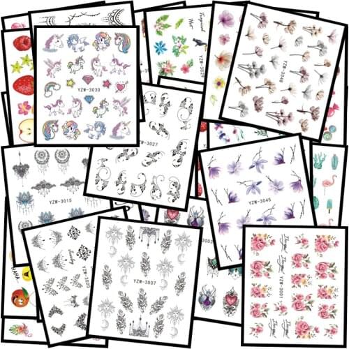 1PC Black Flower Vine Nail Water Sticker Leaf Lace Design Slider Nail Art Decal Beauty Foils Decoration