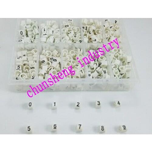1000pcs/box EC-0 1.5mm2 10 different number 0-9 cable marker white color set