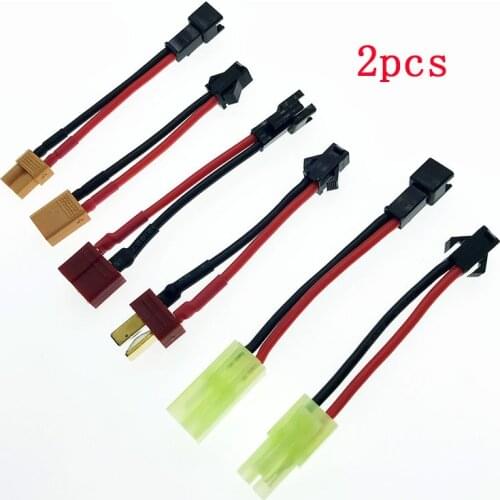 2Pcs 18AWG Water Gun Battery Cable SM/XT30/Small Tamiya/T Plug Female/Male Transfer Wiring for DIY RC Models