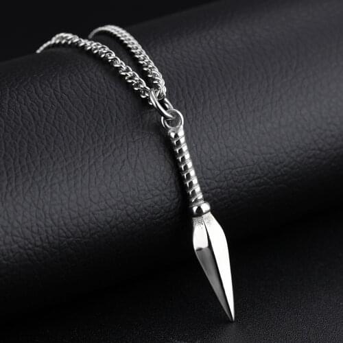 2021 Fashion Rock Metal Spear Pendant Necklace Mens Silver Chain Boy Domineering Jewelry Collar