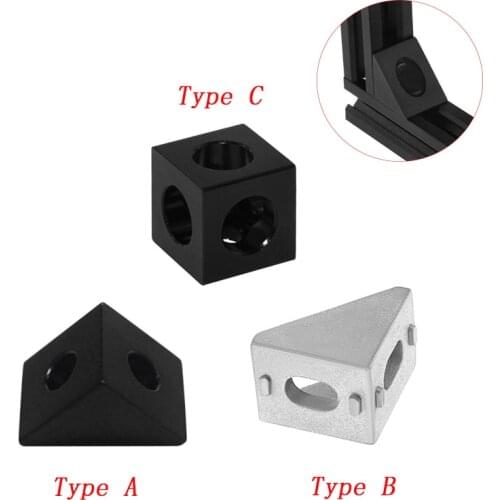 3D Printer 2020 Aluminum Block Cube Prism Connector Wheel Regulator Corner V-slot Three Way Connector 90 degree Angl