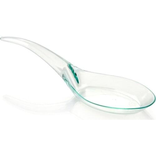 Promotion - Party Wedding Supplies, Disposable Plastic Tableware, 120*25mm Transparent Green Wave Dessert Spoon, 40/Pack