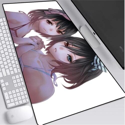 Large Mouse Pad for Two Sexy Girls XXL Waterproof Gaming Mouse Pad Non-Slip Animation Mouse Pad with Locking Edge Gaming Desk