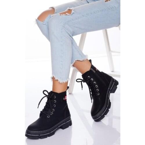 Leathersu Suede Heel 4 CM Ankle Boots Laced Women Autumn Winter Round Toe Lace Up Shoes Woman Fashion Motorcycle Platform