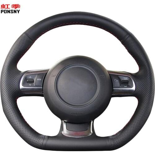 PONSNY Artificial Leather Car Steering Covers Case for Audi TT 2008-2013 RS TTS 2011-2013 Hand-stitched Micro Fiber Leather