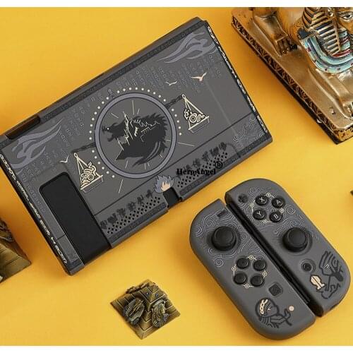 Protective Split Shell Mysterious Egypt Pharaoh Case Hard Cover Back PC Girp For Nintend Switch Console & Joystick Black Holder