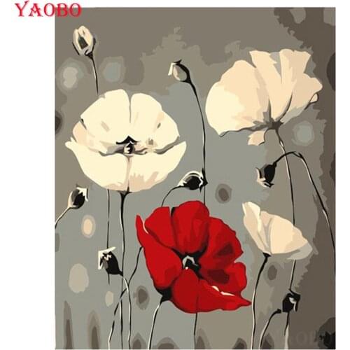 Flowers Poppies Art 5d diy diamond painting full square round diamond mosaic paintings home decorative pictures of rhinestones