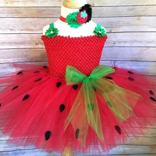 Hot Baby Girls Red Tutu Dress Kids Crochet Strap Dress with Black Dots and Flower Hairbow Children Christmas Party Costume Dress