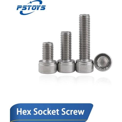 DIN912 Hexagon Hex Socket Cap Head Screw M1.6 M2 M2.5 M3 M4 M5 M6 M8 M10 304 Stainless Steel Allen Bolt Hex Screw with Key