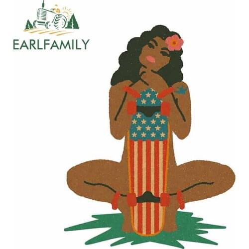 EARLFAMILY 13cm x 9.8cm for Hawaiian Hula Girl Car Stickers Windows Windshield Decal Cartoon Motorcycle Anime Car Assessoires