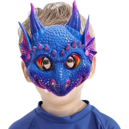 Halloween new mask carnival children cute dragon PU leather mask children holiday performance props