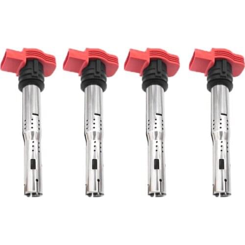 Ignition Coil Spark Plug Connector Red Ignition Nozzle 4 pcs for Audi A4 A5 A6 A7 A8 Q5 Q7 R8 06E905115E 07K905715F Accessories