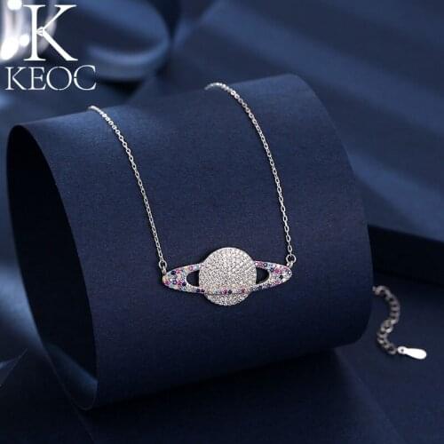 Keoc 2021 Trend Colorful Geometric Planet Pendant Necklace for Women AAA Zircon Friends tv Show Personalized Gift Decorations