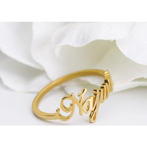 Personalized Custom Name Ring For Women Stainless Steel Gold Sliver Rings for Wedding Band Custom Letters Initials Ring