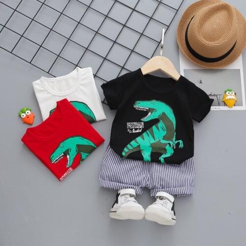 Boys Summer Clothing Set 1-4y Fashion Cotton Dinosaur Style T-shirt+shorts 2pcs Boys Outfits
