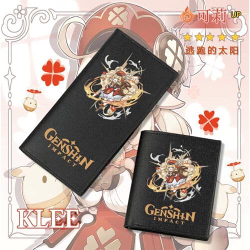 Game Genshin Impact Klee Xiao Cosplay Short Long Wallet Card Holder Printed Purse PU Leather Folding Money Bag Fashion Gifts