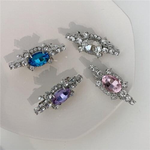 Colorful Crystal Zircon Flower Hair Clip Hairpin for Women Girls Fashion Jewelry Korean Side Clip Hair Accessories Party Gifts