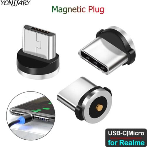 Round Magnetic Adapter Cable for Realme 6i 6 5 Pro Q X XT X2 X50 Pro C1 C2 C3 1 2 3 3i 5 5i 5s Pro Micro USB Type C Charger Plug