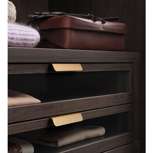 Brass Handle cupboard hidden pulls vintage Cabinet Drawer handle Copper Knobs Golden Knobs for kitchen handle furniture handle