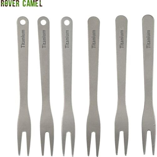 Rover Camel Light Weight Outdoor and home titanium fruit fork Dessert salad Fork