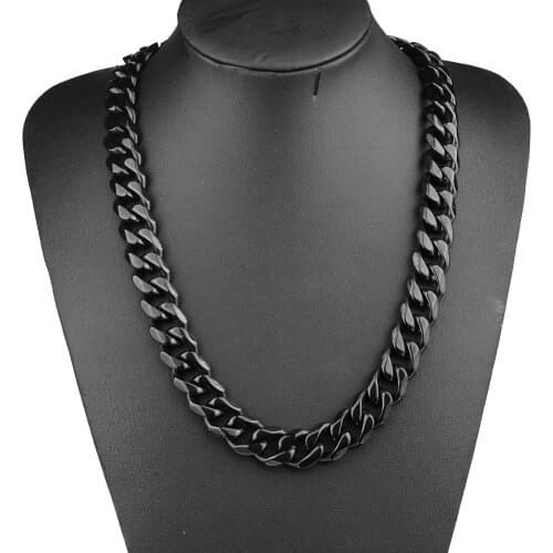 17MM Xxxtentacion Mens Collar Choker Tail Hip Hop Rapper Black Cuban Curb Chain Stainless Steel Necklace Mens Jewelry
