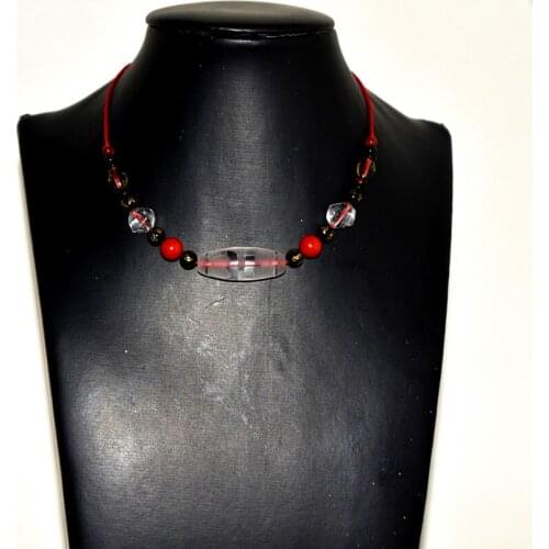 Tibetan white crystal engraving dZi necklace ladies jewelry adjustable clavicle chain short necklace Free Shipping