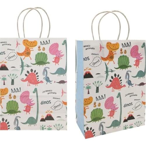 Chicinlife 5pcs Animal Dinosaur Paper Gift Bags Candy Bags Kids Happy 1st Birthday Baby Shower Kids Birthday Decoration Supplies