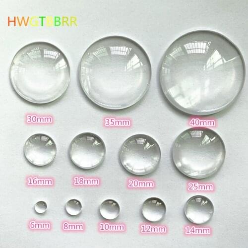 6/8/10/12/14/16/18/20/25/30/35/40mm Flat Transparent Glass Round Cabochons Transparent Dome for DIY Jewelry Making