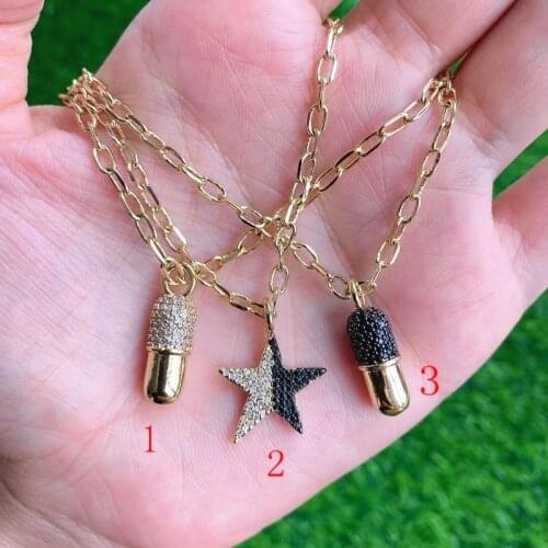 6Pcs Antique Charm Cz micro pave Pill Shape Gold Plating Pendant DIY Jewelry 2021 Popular Accessories