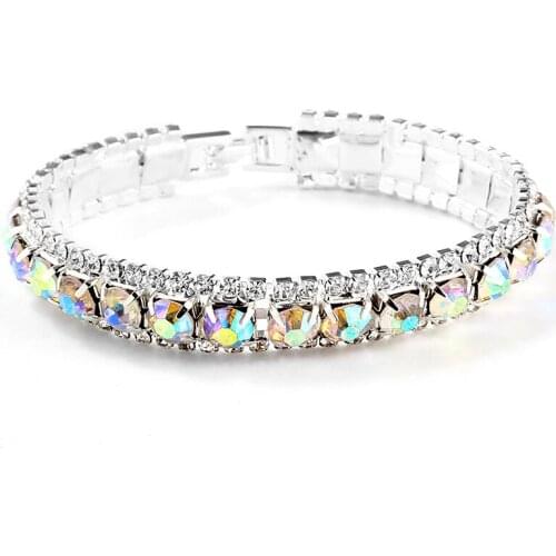 Silver Plated Bracelet Full AAA Zircon Austrian Crystal Femme Womens Chain Jewelry Elk Girl Bracelet Birthday Gift