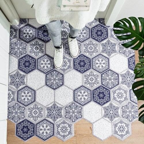 Nordic Silk Loop Doormat Carpet Bathroom Mat PVC Kitchen Mat Rectangle Can Be Cut Entrance Doormat Non-slip Hallway Mats Carpet