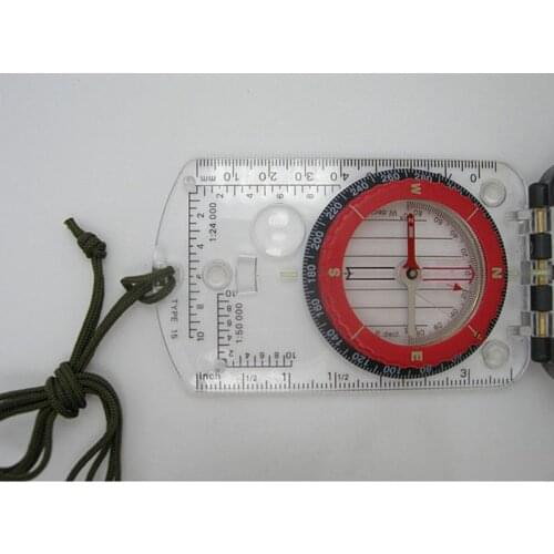 Sturdy Sturdy Acrylic Ruler Magnifier Mirror Compass Lanyard Waterproof Pocket Size Outdoor Camping Hiking Portable Adventure