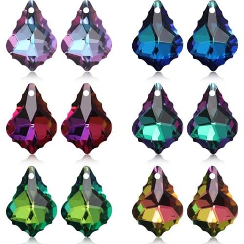 Single Hole Charms Crystal Baroque Pendants Maple Leaf Shape Glass Beads for Jewelry Making Necklace Earrings DIY Best Quality