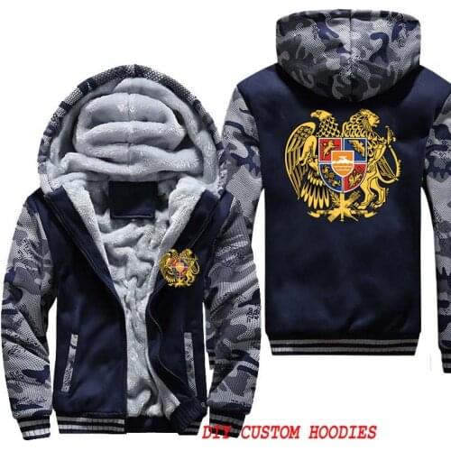ARMENIA Mens Jacket Winter Coat Thicken Warm Brand Zipper Hooded Cardigan Casual Sweatshirts Hoodies